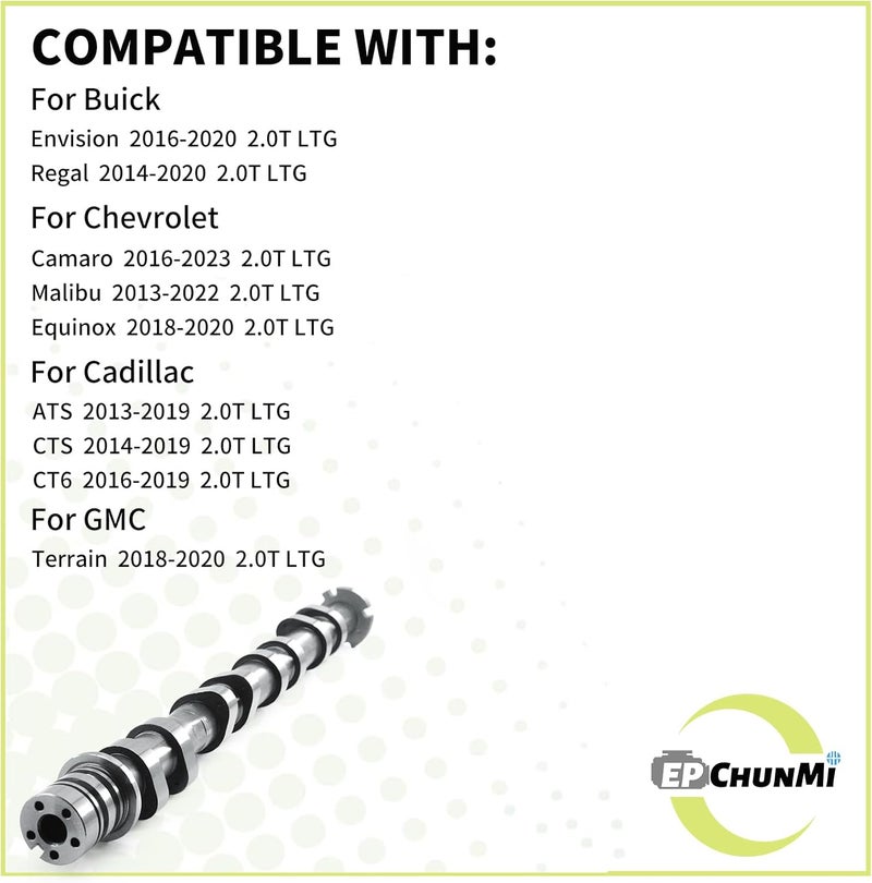 EPChunMi 12626901 Engine Exhaust Camshaft for 2013-2023 2.0L LTG Buick Envision Regal for Chevrolet Camaro Malibu Equinox for Cadillac ATS CTS CT6 for GMC Terrain Engines Replaces 636468 - Image 5
